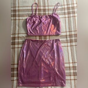 Metallic Pink Skirt Set